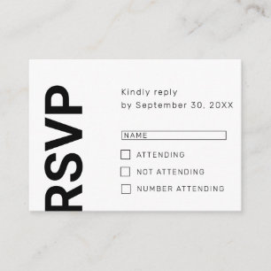 Minimalist bold letters simple white RSVP card