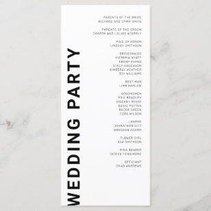 Minimalist Bold letters White Wedding Programs Programme