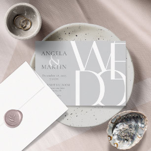 Minimalist Bold Light Grey Wedding Invitation