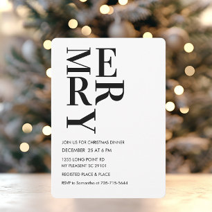 Minimalist Bold Merry Christmas Dinner  Invitation