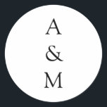 Minimalist Bold Monogram Boho Wedding Black White Classic Round Sticker<br><div class="desc">Minimalist Bold Monogram Trendy Chic Typography Wedding Classic Round Stickers in Black and White</div>
