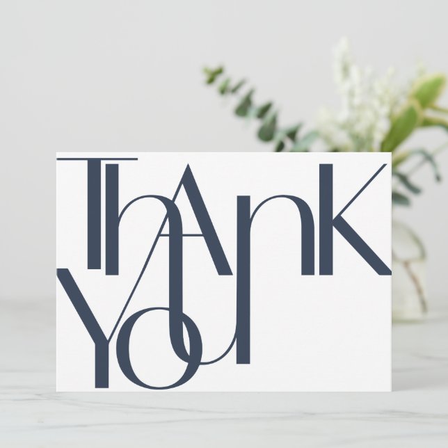 Minimalist Bold Navy Rose Thank You Card (Standing Front)