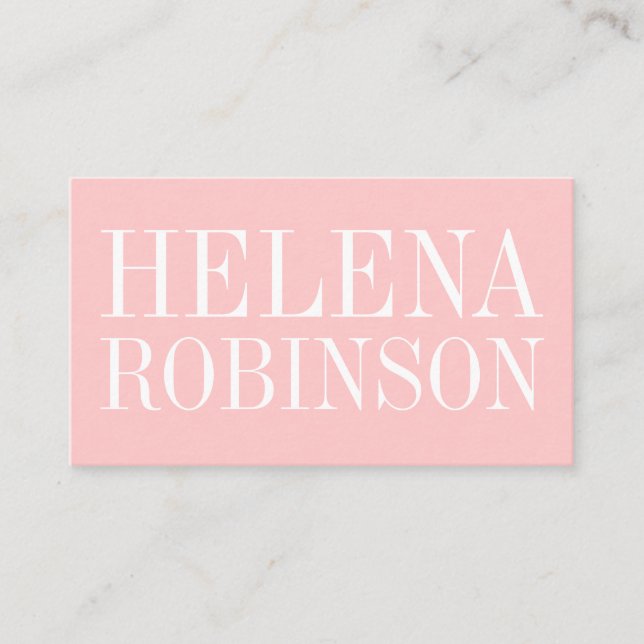 Minimalist bold pastel pink simple business card (Front)