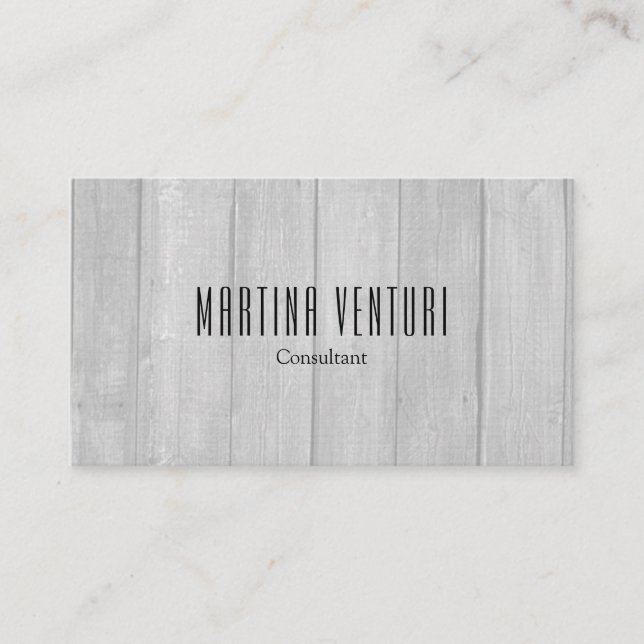 Minimalist Bold Professional Plain Grey Wood Business Card (Front)