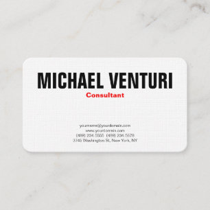 Minimalist Bold Professional Plain Simple White Business Card