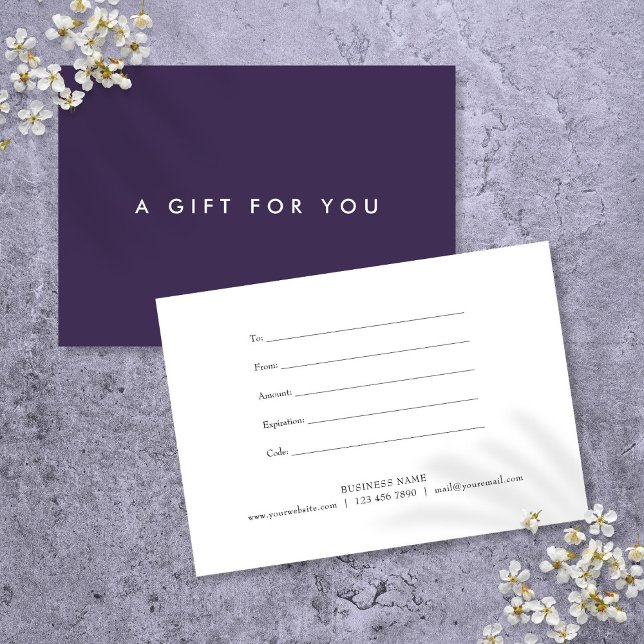 Minimalist Bold Purple Customer Gift Certificate (Minimalist Bold Purple Customer Gift Certificate)