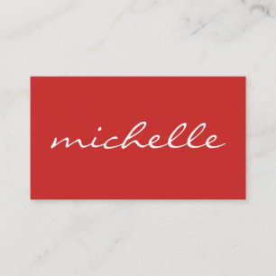 Minimalist Bold Red Cursive Text Business Card