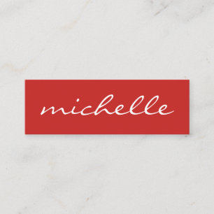 Minimalist Bold Red Cursive Text Mini Business Card