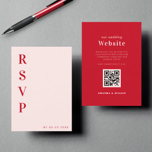 Minimalist Bold Red & Pink Retro Typography RSVP Enclosure Card
