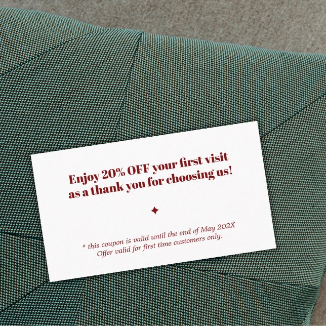 Minimalist Bold Red White Salon Coupon (Creator Uploaded)