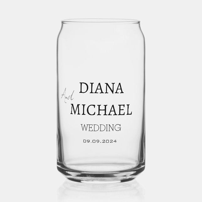 Minimalist Bold Script Name Wedding Party Custom Can Glass (Front)