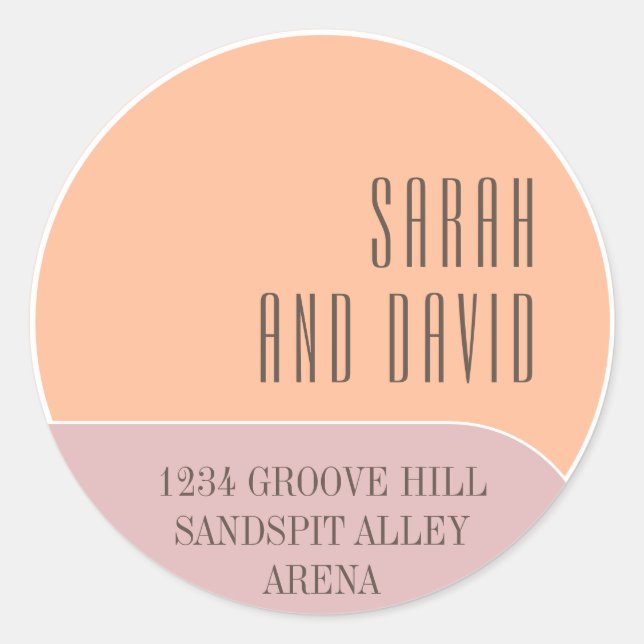 Minimalist Bold Shapes Peach Wedding Classic Round Sticker (Front)