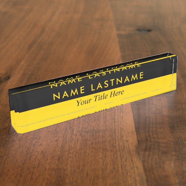 Minimalist Bold Simple Yellow and Black Nameplate (Side)