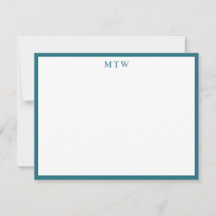 Minimalist Bold Teal Square Border Monogram Card