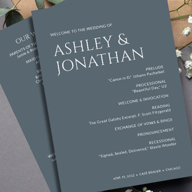 Minimalist Bold Text Highlights Wedding Programme (Creator Uploaded)