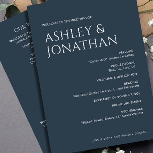 Minimalist Bold Text Highlights Wedding Programme (Creator Uploaded)