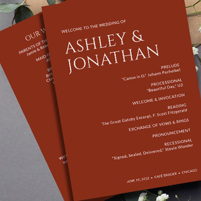Minimalist Bold Text Highlights Wedding Programme (Creator Uploaded)
