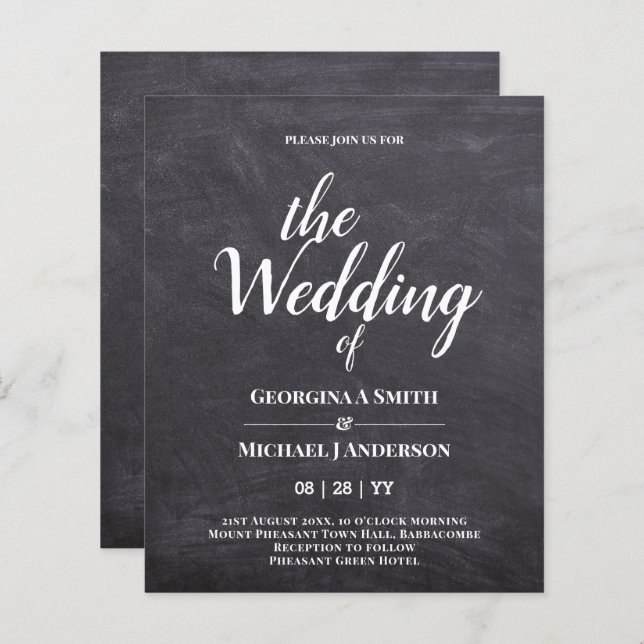 Minimalist BOLD TYPOGRAPHY Wedding Invitations (Front/Back)