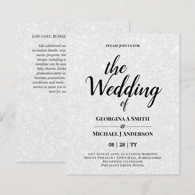 Minimalist BOLD TYPOGRAPHY Wedding Invitations (Front/Back)