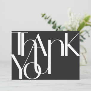 Minimalist Bold White on Black Thank You Card