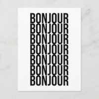 Minimalist Bonjour French Text Design Black White