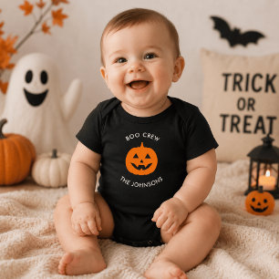 Minimalist Boo Crew Pumpkin – Personalised Baby Bodysuit