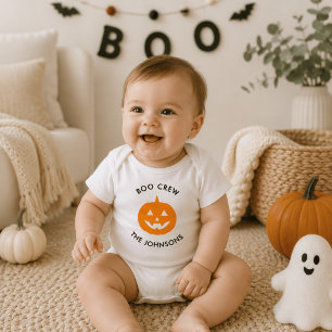 Minimalist Boo Crew Pumpkin – Personalised Baby Bodysuit