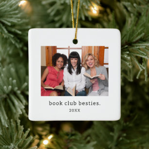 Minimalist Book Club Besties Photo Ceramic Ornament