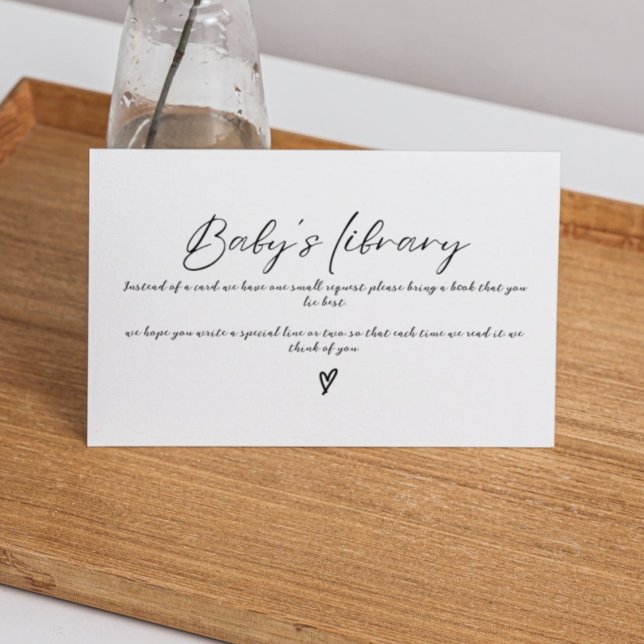 Minimalist book for baby book request baby shower enclosure card (Creator Uploaded)