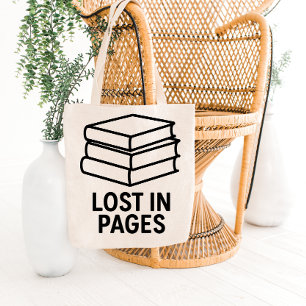 Minimalist Book Stack Tote Bag Design