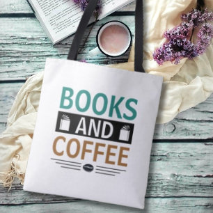 Minimalist Books and Coffee Lover Tote Bag