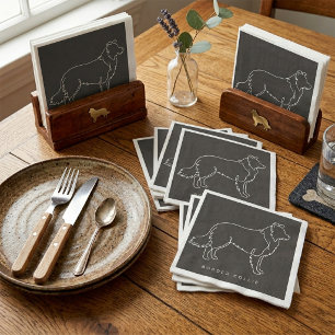Minimalist Border Collie Line Art Dog Graphic Napkin
