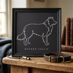 Minimalist Border Collie Line Art Dog Graphic Poster