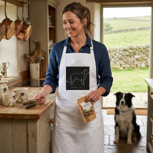 Minimalist Border Collie Line Art Dog Graphic Standard Apron