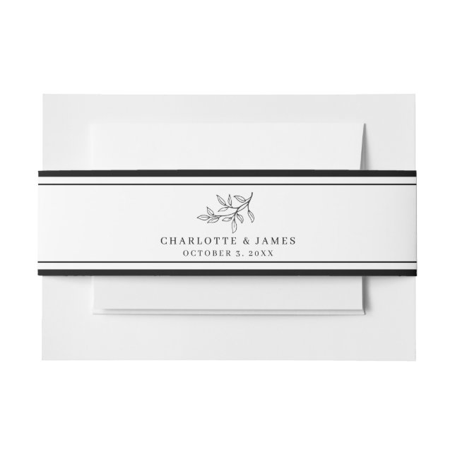 Minimalist Border Dainty Leaf Belly Band Invitatio Invitation Belly Band (Front Example)