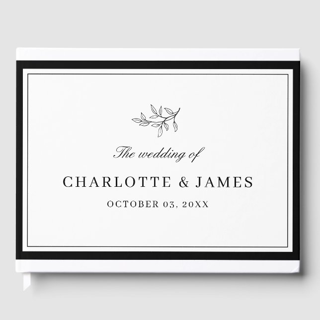 Minimalist Border Foliage Leaf Guest Book (Front)