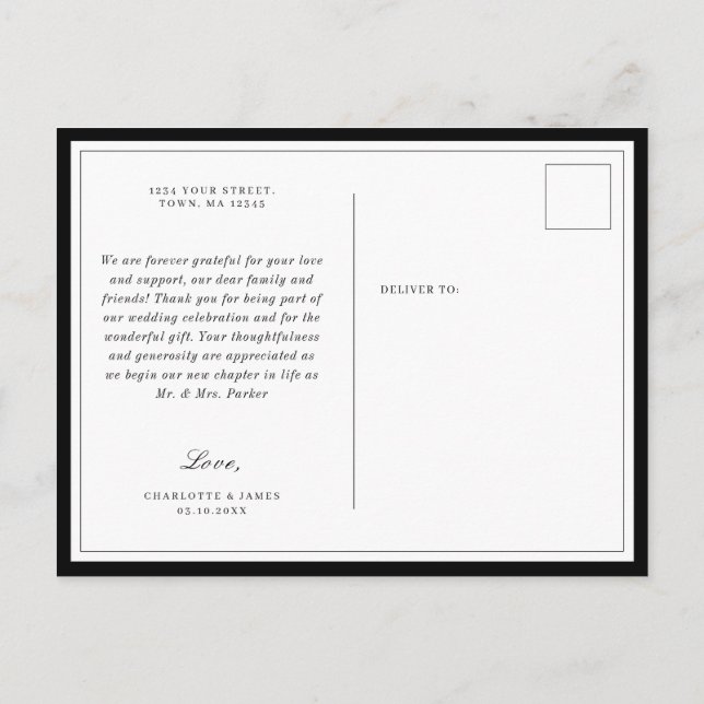 Minimalist Border Foliage Leaf thank you postcard (Back)