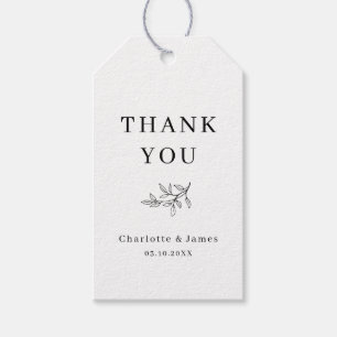 Minimalist Border Foliage Leaf Thank You Tag