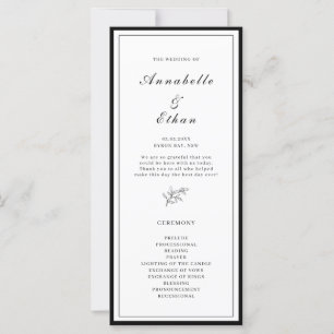 Minimalist Border Foliage Wedding Ceremony Program