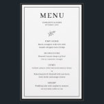 Minimalist Border Leaf Wedding menu card<br><div class="desc">Designed to coordinate with our Minimalist Dainty Leaf Collection, this customizable matching wedding menu card features a dainty leaf with classic lettering on white background, this is a minimalist yet elegant wedding suite. For more advanced customization of this design, e.g. changing layout, font or text size please click the "CUSTOMIZE"...</div>