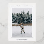 Minimalist Border Photo Modern Christmas Foil Holiday Card<br><div class="desc">Modern Christmas card featuring a minimalist design with your photo inside of a simple frame.</div>
