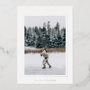 Minimalist Border Photo Modern Christmas Foil Holiday Card