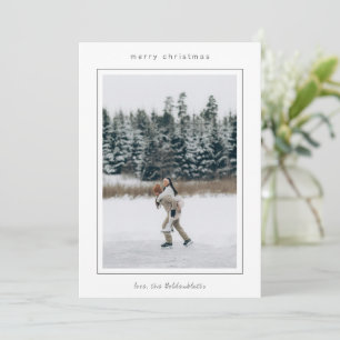 Minimalist Border Photo Modern Christmas Holiday Card