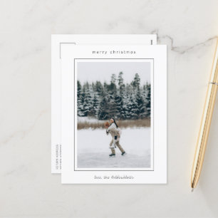 Minimalist Border Photo Modern Christmas Holiday Postcard