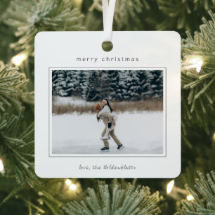 Minimalist Border Photo Modern Christmas Metal Tree Decoration