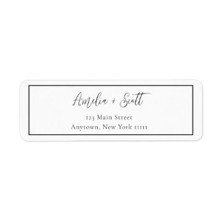 Minimalist Border Script Return Address Label