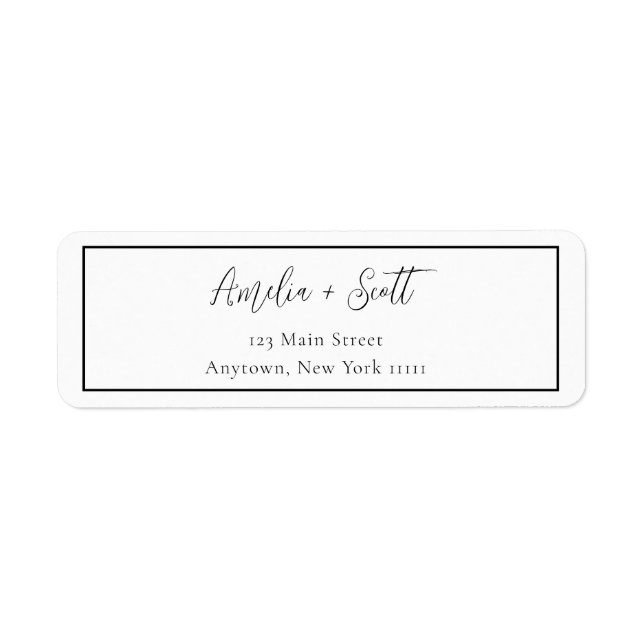 Minimalist Border Script Return Address Label (Front)
