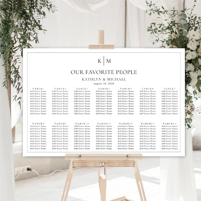 Minimalist Border Wedding 14 Table Seating Charts (Creator Uploaded)