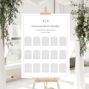Minimalist Border Wedding 15 Table Seating Charts