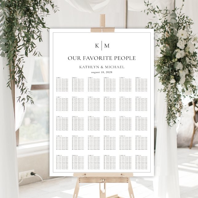 Minimalist Border Wedding 30 Table Seating Charts (Creator Uploaded)